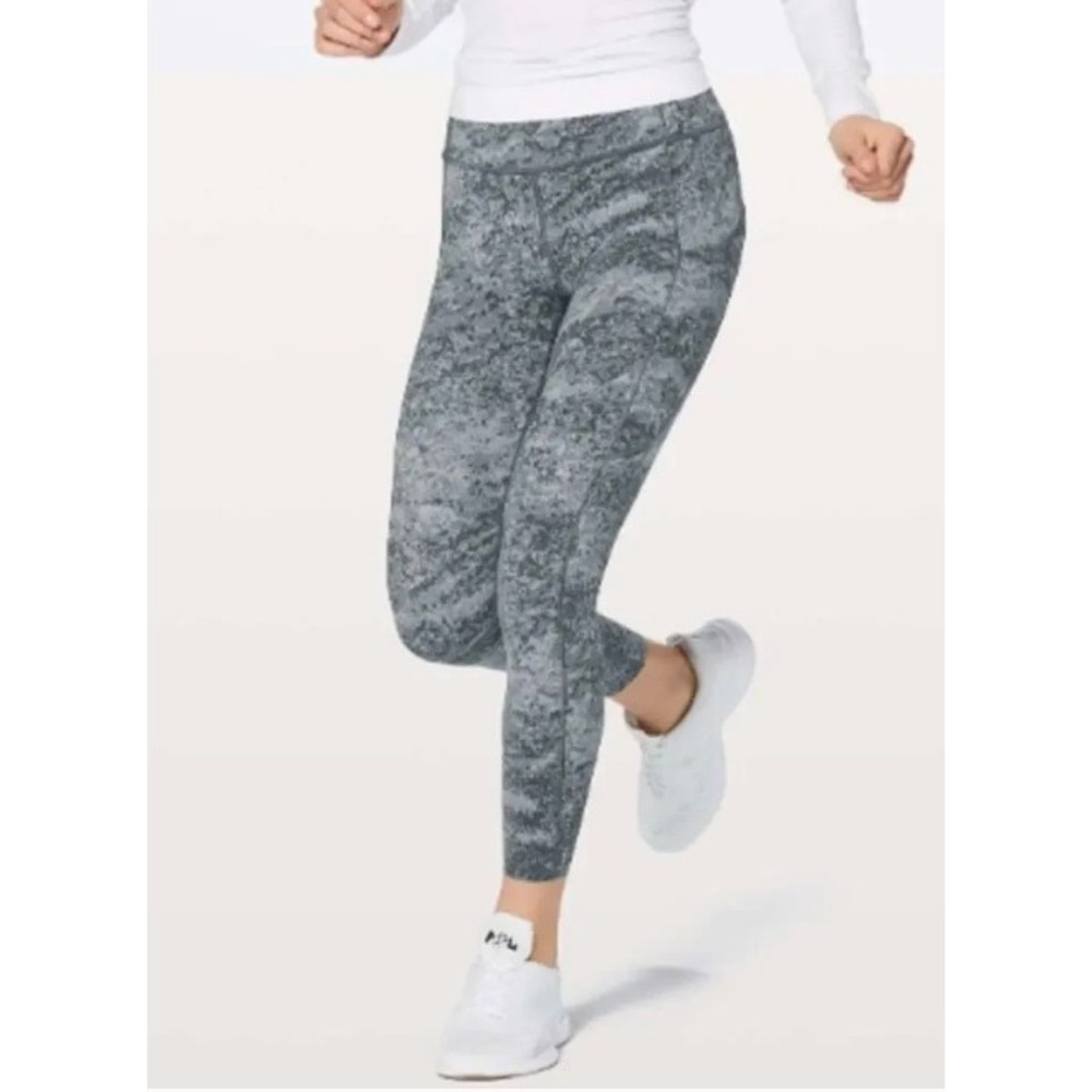 Lululemon Grey Printed Fast & Free High Rise Leggings 2